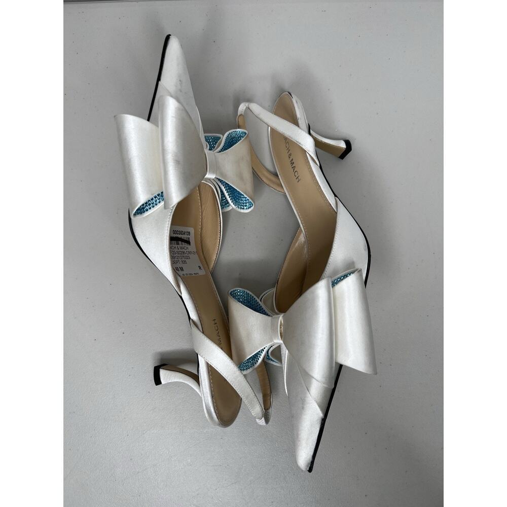 Mach & Mach White Le Cadeau Slingback Pumps Heels Women’s Size 39.5/40 - Picture 7 of 14
